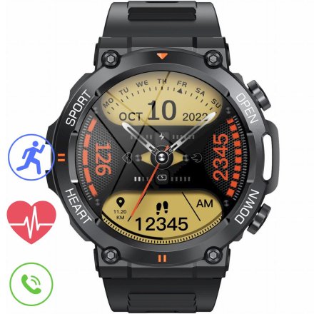 GRAVITY GT7-1 PRO czarny pasek smartwatch męski z funkcją rozmowy