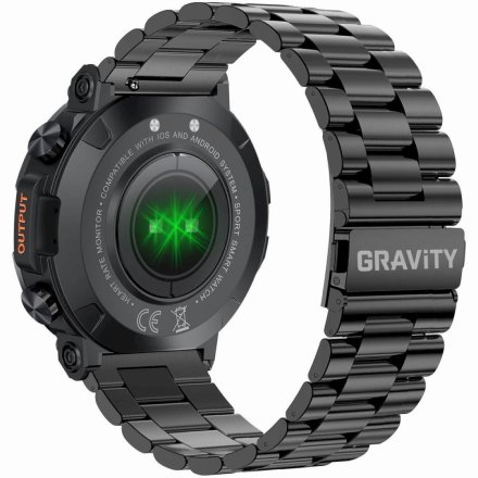 GRAVITY GT7-2 PRO czarna bransoleta smartwatch męski z funkcją rozmowy