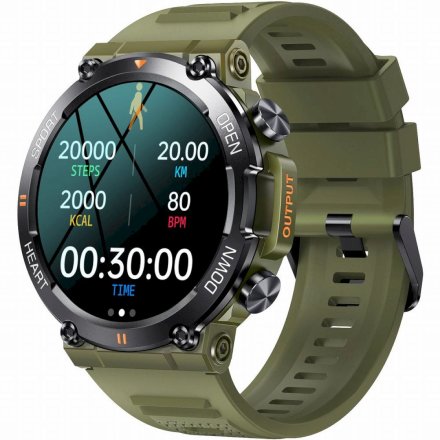 GRAVITY GT7-3 PRO wojskowy zielony smartwatch męski z funkcją rozmowy