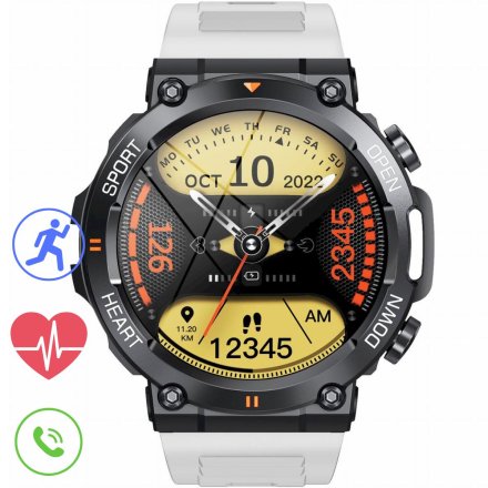 GRAVITY GT7-6 PRO czarno-biały smartwatch męski z funkcją rozmowy