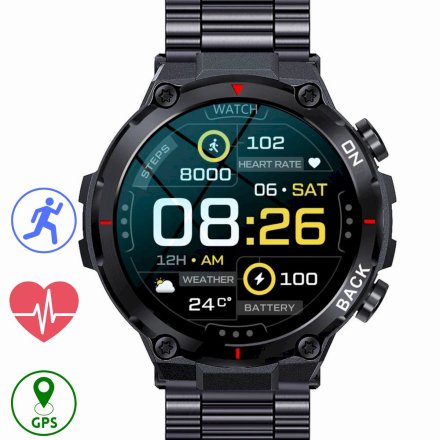 GRAVITY GT8-2 czarny z bransoletką smartwatch męski z GPS