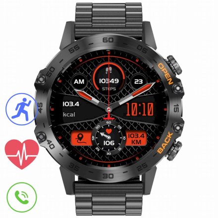 GRAVITY GT9-2 czarna bransoletka smartwatch męski z funkcją rozmowy