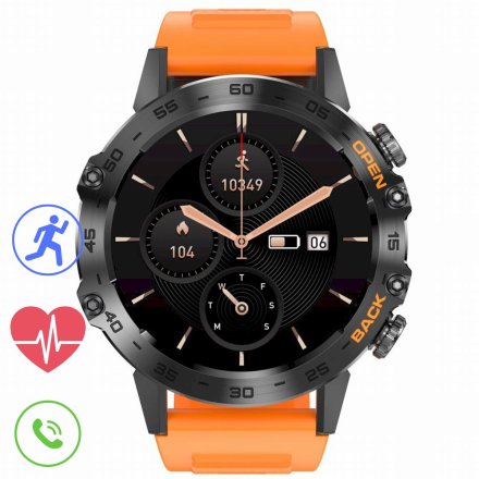 GRAVITY GT9-4 pomarańczowy pasek smartwatch męski z funkcją rozmowy