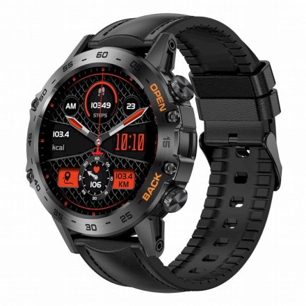 GRAVITY GT9-5 czarny pasek skóra smartwatch męski z funkcją rozmowy