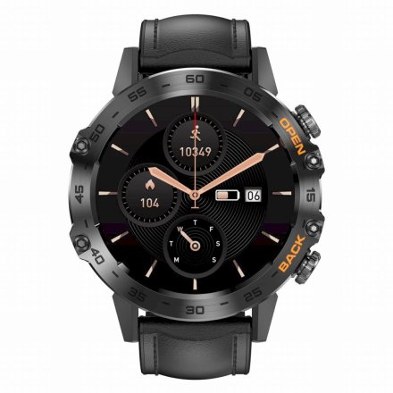 GRAVITY GT9-5 czarny pasek skóra smartwatch męski z funkcją rozmowy