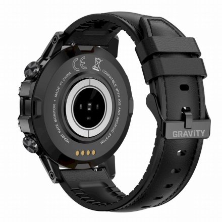 GRAVITY GT9-5 czarny pasek skóra smartwatch męski z funkcją rozmowy