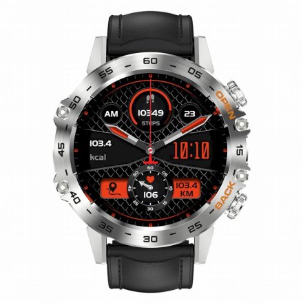 GRAVITY GT9-6 srebrno-czarny pasek skóra smartwatch męski z funkcją rozmowy