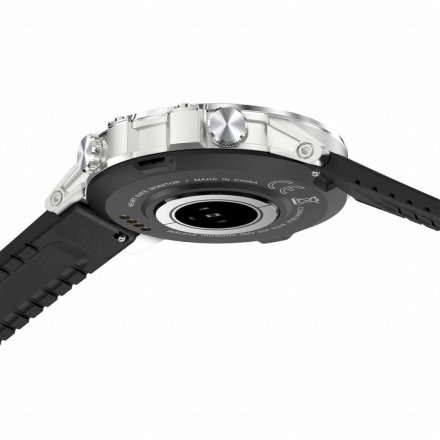 GRAVITY GT9-6 srebrno-czarny pasek skóra smartwatch męski z funkcją rozmowy