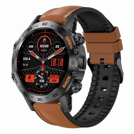 GRAVITY GT9-7 czarny brązowy pasek smartwatch męski z funkcją rozmowy