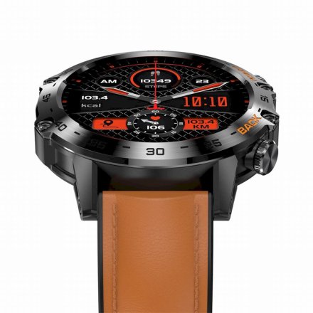 GRAVITY GT9-7 czarny brązowy pasek smartwatch męski z funkcją rozmowy