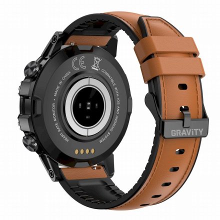 GRAVITY GT9-7 czarny brązowy pasek smartwatch męski z funkcją rozmowy