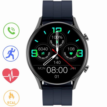Granatowy sportowy smartwatch z funkcją rozmowy G.Rossi SW019-4