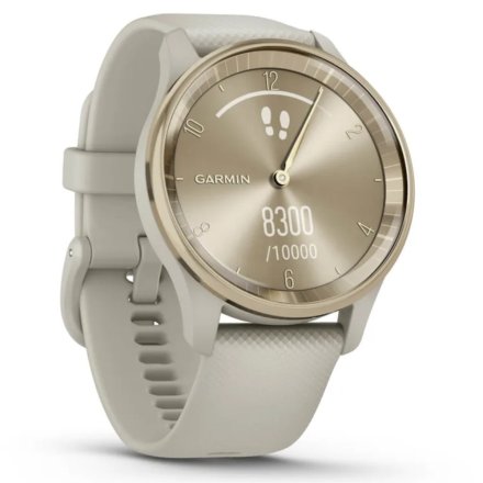 Damski kremowozłoty zegarek sportowy GARMIN Vivomove Trend 010-02665-02