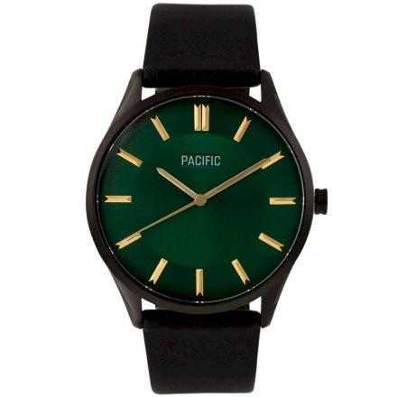 Czarny męski zegarek z zieloną tarczą PACIFIC X0091-10