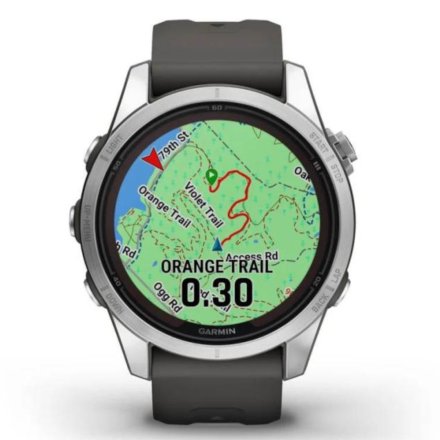 Zegarek Garmin Fenix 7S Pro Solar srebrny z grafitowym paskiem 010-02776-01