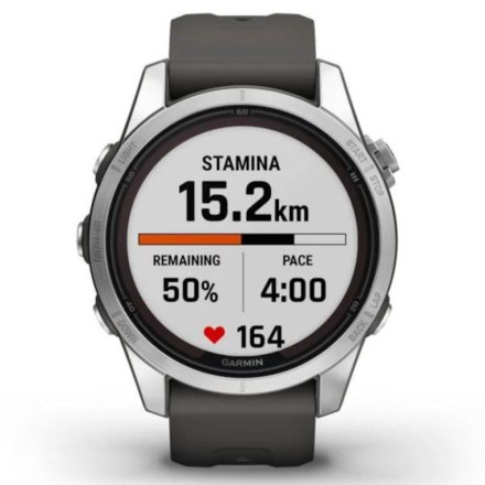 Zegarek Garmin Fenix 7S Pro Solar srebrny z grafitowym paskiem 010-02776-01