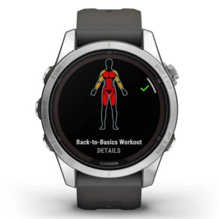 Zegarek Garmin Fenix 7S Pro Solar srebrny z grafitowym paskiem 010-02776-01