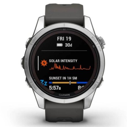 Zegarek Garmin Fenix 7S Pro Solar srebrny z grafitowym paskiem 010-02776-01