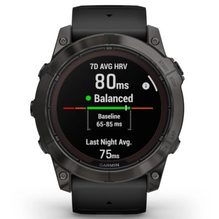 Zegarek Garmin Fenix 7X Pro Sapphire Solar Tytan węglowoszary z czarnym paskiem 010-02778-11