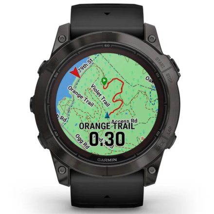 Zegarek Garmin Fenix 7X Pro Sapphire Solar Tytan węglowoszary z czarnym paskiem 010-02778-11