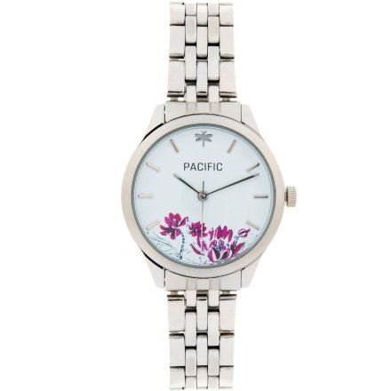 Srebrny damski zegarek z kwiatami PACIFIC X6155-08