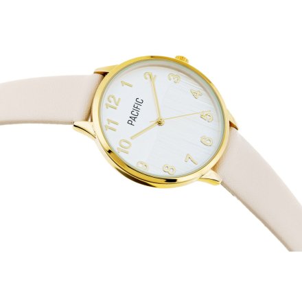 Złoty damski zegarek z ozdobną tarczą na pasku PACIFIC X6176-08