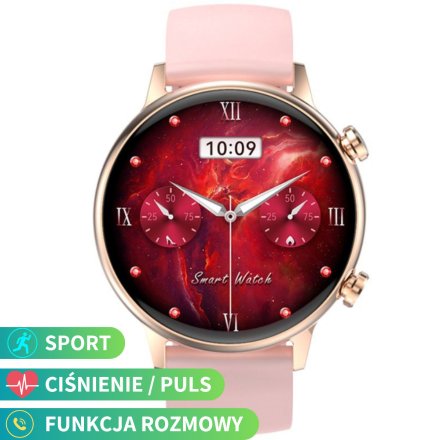 Smartwatch damski z funkcją rozmowy Rubicon RNCF09 różowy SMARUB234