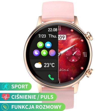 Smartwatch damski z funkcją rozmowy Rubicon RNCF09 różowy SMARUB234