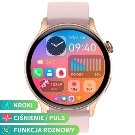 Smartwatch damski z funkcją rozmowy Rubicon RNCF10 różowy SMARUB239