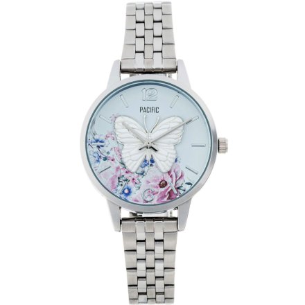 Srebrny damski zegarek z motylem PACIFIC X6181-06