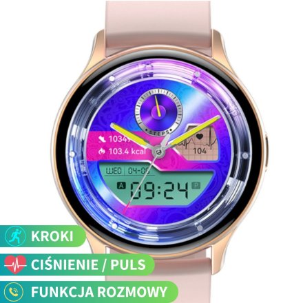 Smartwatch damski z funkcją rozmowy Rubicon RNCF11 różowy SMARUB241