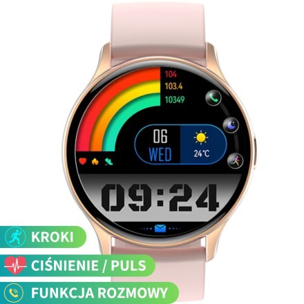 Smartwatch damski z funkcją rozmowy Rubicon RNCF11 różowy SMARUB241