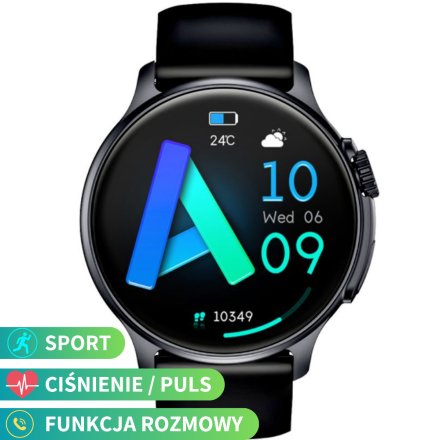 Smartwatch z funkcją rozmowy Rubicon RNCF12 czarny SMARUB244