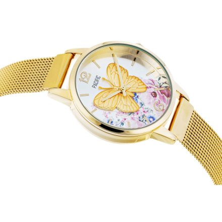 Złoty damski zegarek z motylem PACIFIC X6181-03