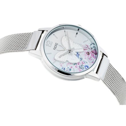 Srebrny damski zegarek z motylem PACIFIC X6181-01