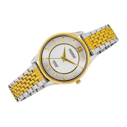 Srebrno-złoty damski zegarek ze szkłem szafirowym  PACIFIC S6027-04