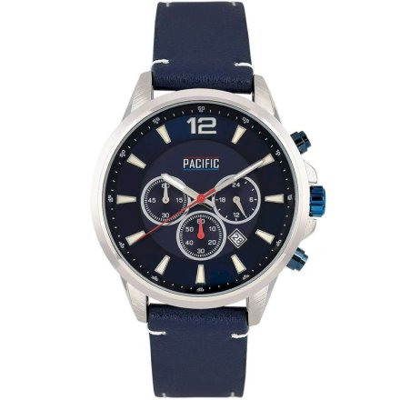Granatowy męski zegarek na pasku z chronografem PACIFIC X0094-08