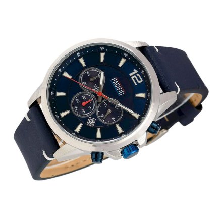 Granatowy męski zegarek na pasku z chronografem PACIFIC X0094-08