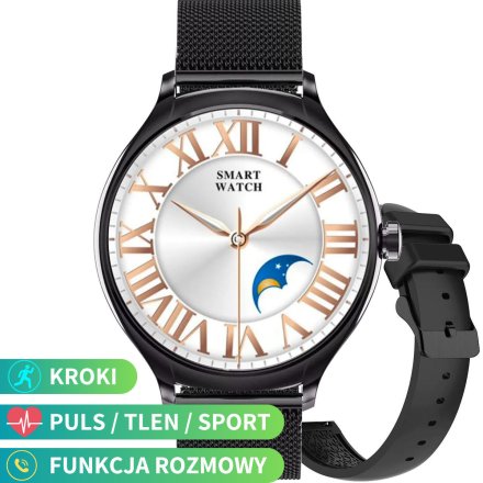 Smartwatch damski z funkcją rozmowy Rubicon RNCF13 czarny SMARUB246