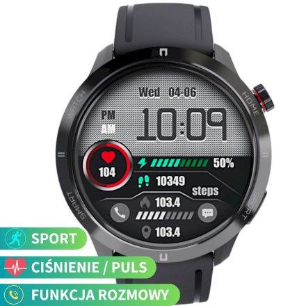 Smartwatch z funkcją rozmowy Rubicon RNCF14 czarny SMARUB250