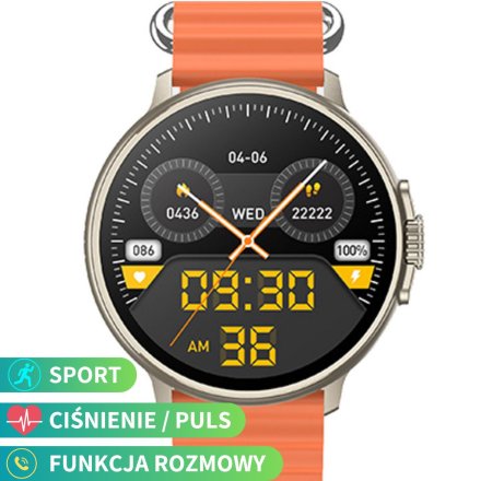 Smartwatch z funkcją rozmowy Rubicon RNCF15 pomarańczowy SMARUB258