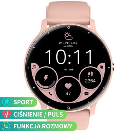 Smartwatch z funkcją rozmowy Rubicon RNCF16 różowy SMARUB265