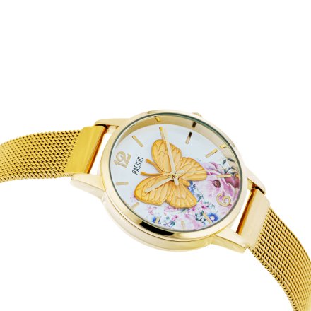 Złoty damski zegarek z motylem PACIFIC X6181-04