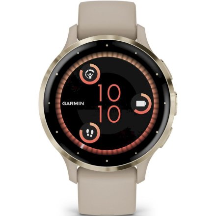 Zegarek Garmin Venu 3S beżowo-złoty z silikonowymi paskiem 010-02785-02