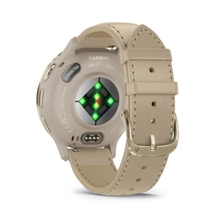 Zegarek Garmin Venu 3S beżowo-złoty ze skórzanym paskiem 010-02785-55