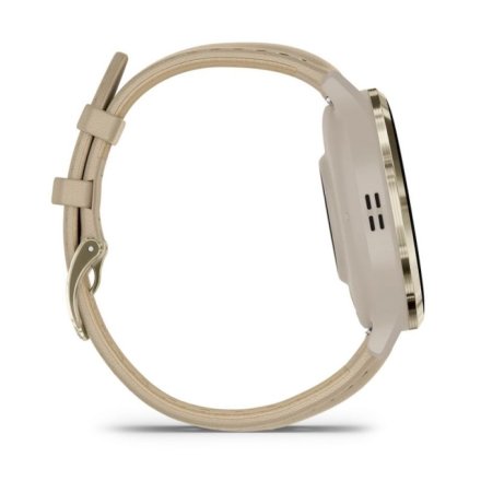 Zegarek Garmin Venu 3S beżowo-złoty ze skórzanym paskiem 010-02785-55