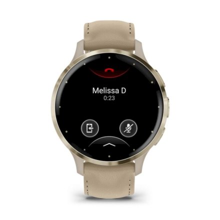 Zegarek Garmin Venu 3S beżowo-złoty ze skórzanym paskiem 010-02785-55