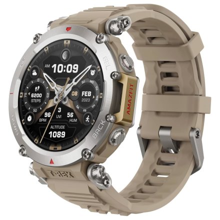 Beżowy Amazfit wojskowy smartwatch T-Rex Ultra Sahara