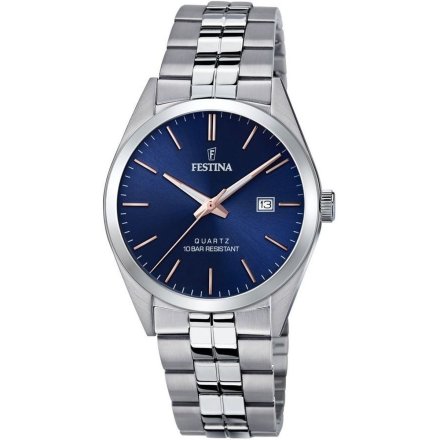 Zegarek Męski Festina z granatową tarczą na bransolecie F20437/B Classic Retro 