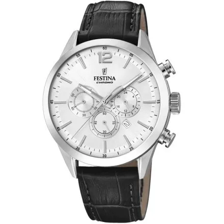 Zegarek Męski Festina na pasku  ze stoperem F20542/1 Timeless Chronograph 